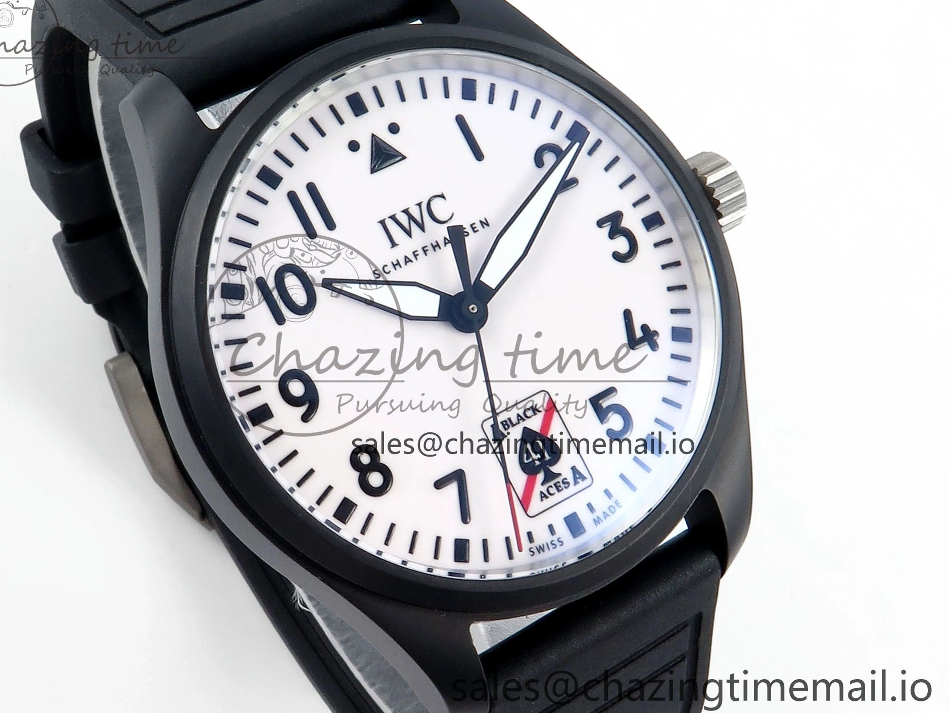 MIROTIME 0307 TravelReady Pilot IW326905 Black Aces M+F 1:1 Best Edition White Dial on Black Rubber Strap MY 7000